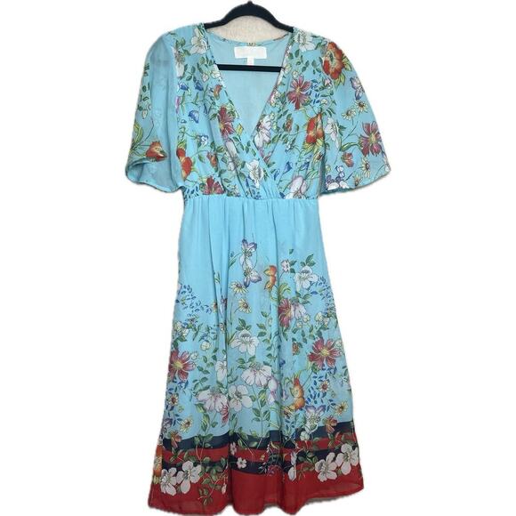 SUPERFOXX V-Neck Dress‎ Womens Sz XS Empire Waist Cottagecore Floral Feminine - Picture 2 of 11